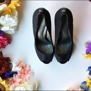 Coach heels pumps open toe black